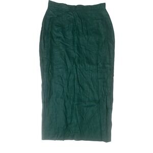 Aust Maxi Skirt Women 40 Green Excellent Linen Professional Workwear